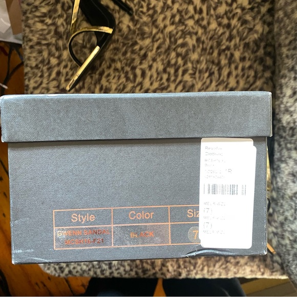 Michael Costello x REVOLVE Gwenn Sandal in Black gold high heels shoes suede 7 - Picture 13 of 16